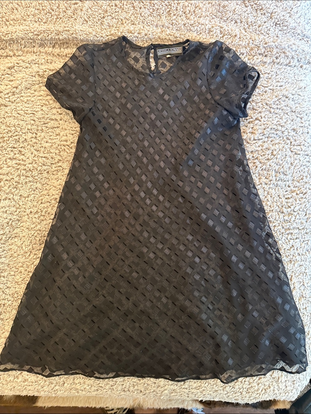 Jessica Howard Geometric Overlay Short Sleeve Dress
